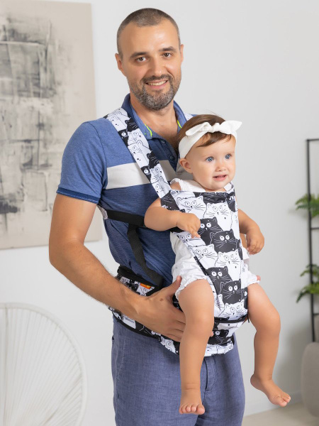 Хипсит-рюкзак со спинкой для ношения ребенка Непоседа Чудо-чадо, черно ...