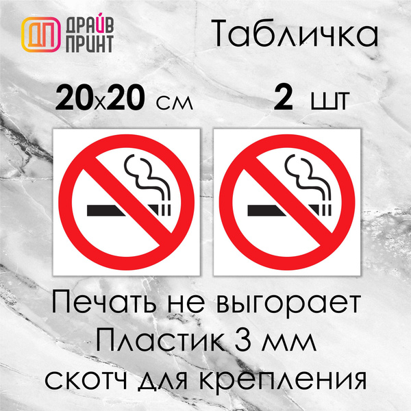 Знак "Курение Запрещено". Табличка "Не Курить" 20х20 см - 2 шт., 20 см ...