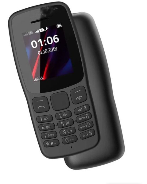 Мобильный телефон Телефон кнопочный Nokia 105 Dual Sim, черный матовый ...