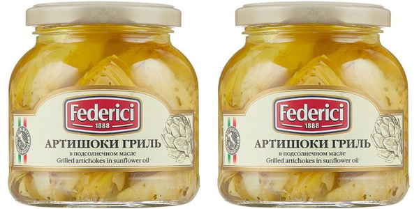 Federici Овощные консервы Артишоки гриль в подсолнечном масле, 280 г, 2 ...