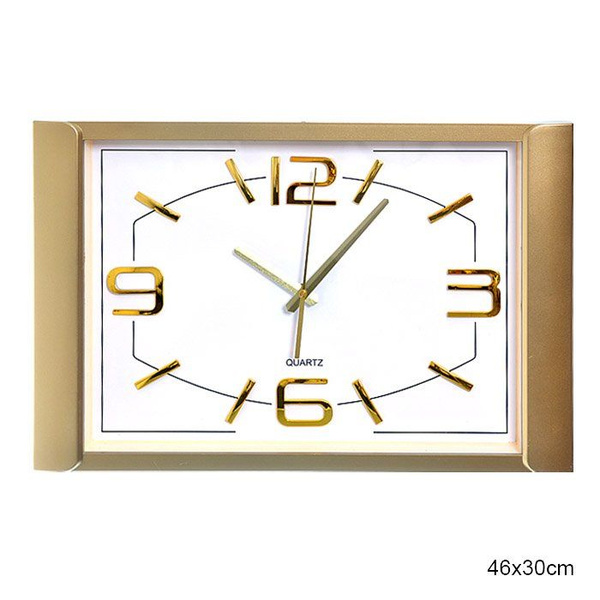 Часы настенные большие 46х30 см / Золото / Пластик, стекло - купить по ...