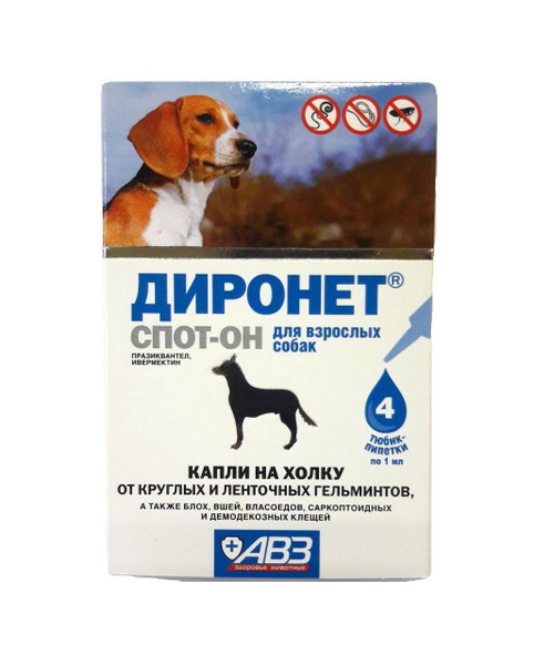 Диронет капли Спот ОН для собак, 4 пип. - купить с доставкой по ...