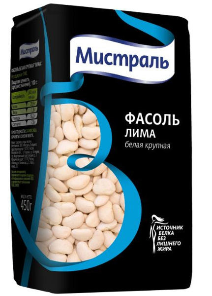 Мистраль Фасоль Лима белая крупная 450гр.*3шт. - купить с доставкой по ...