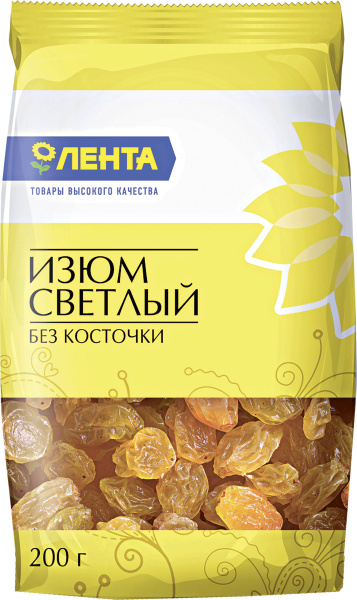 Изюм ЛЕНТА светлый без косточки, 200 г / Сухофрукты - купить с ...
