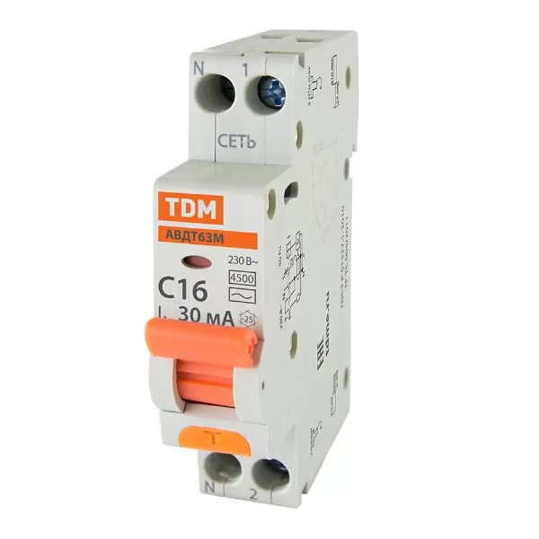 Дифференциальный автомат АВДТ 63М C16 30мА TDM SQ0202-0060 купить по ...