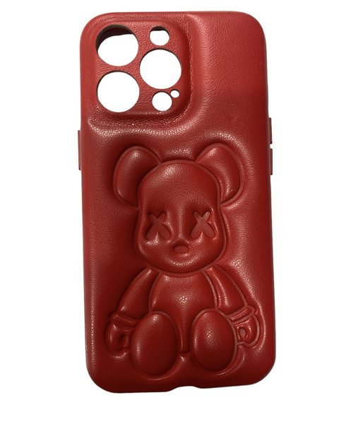 Кожаный чехол для iPhone 13 Про красный kaws - купить с доставкой по ...