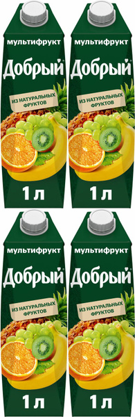 Нектар Добрый мультифрукт, комплект: 4 упаковки по 1 л - купить с ...