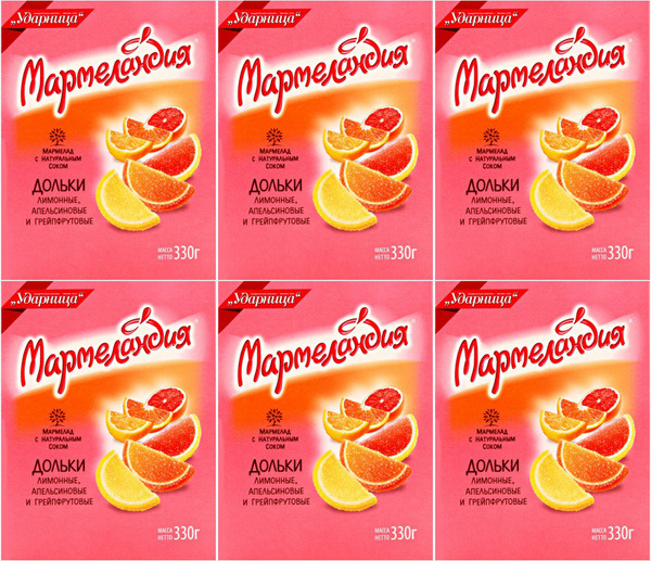 Мармелад Мармеландия Дольки 3 вкуса, комплект: 6 упаковок по 330 г ...