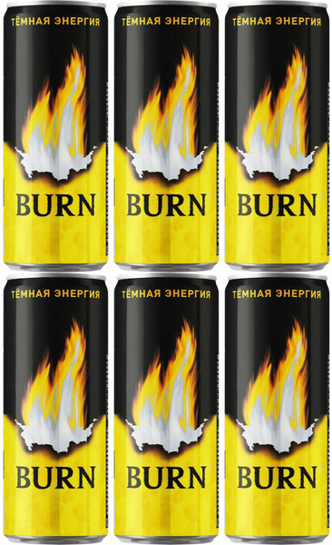 Энергетический напиток Burn Темная энергия цитрус 0,25 л, комплект: 6 ...
