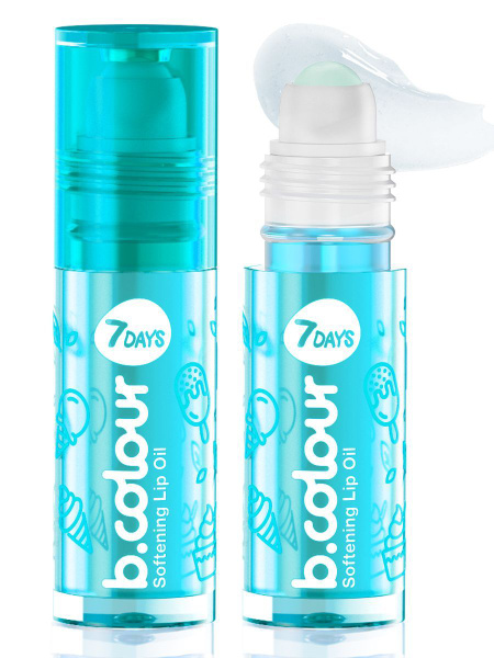 Блеск для губ 7DAYS увлажнение 4в1: бальзам, масло для губ с шариком ...