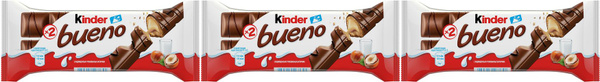Вафли Kinder Bueno в молочном шоколаде, комплект: 3 упаковки по 43 г ...