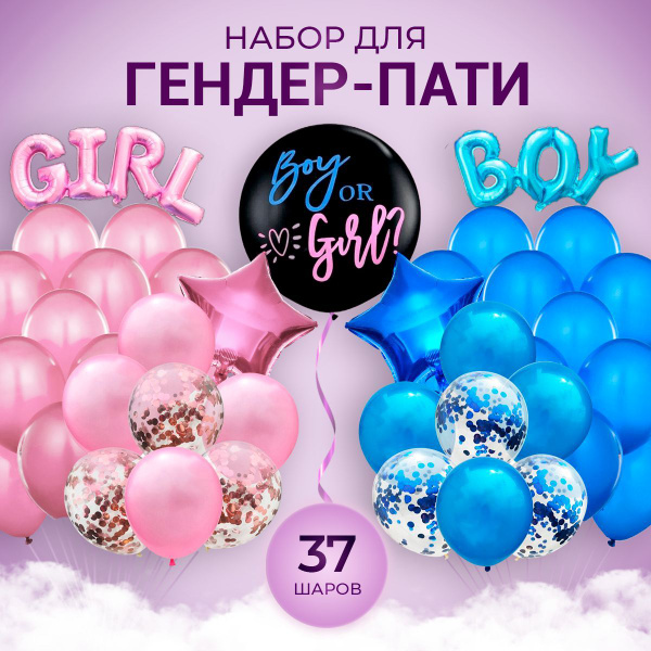 Шарики воздушные, набор для гендер пати. Фотозона мальчик или девочка ...