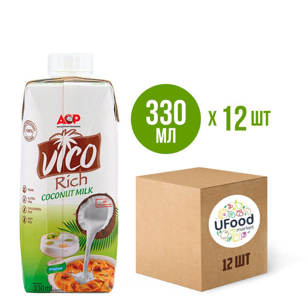 Органическое кокосовое молоко ACP VICO Rich, 330 мл / 12 шт - купить с ...