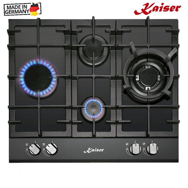 Газовая варочная панель 58х51 см Kaiser Black Glass KCG 6394 Turbo Romb ...