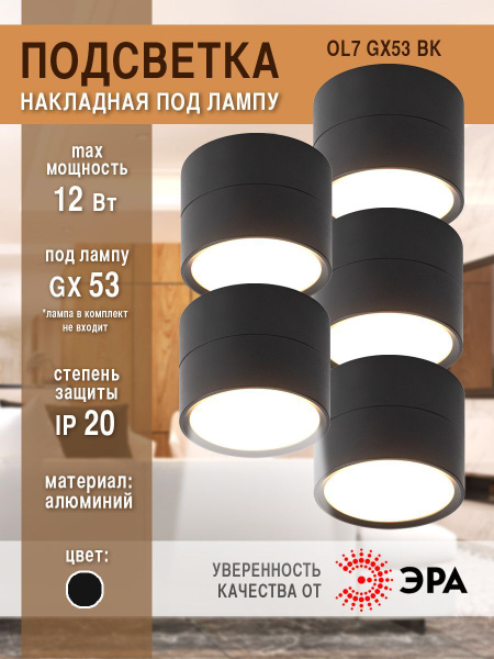 Спот ЭРА ОЛ7, Черный - купить по доступным ценам в интернет-магазине OZON