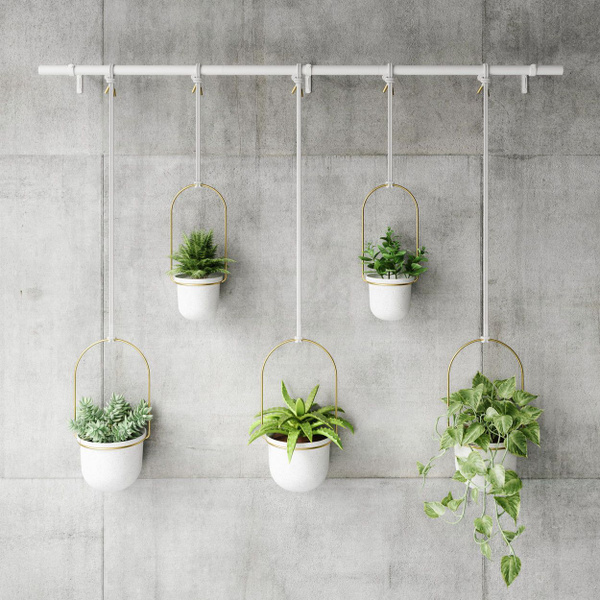 Подвесные кашпо для цветов Umbra Triflora, 5 шт, белые/золото - купить ...