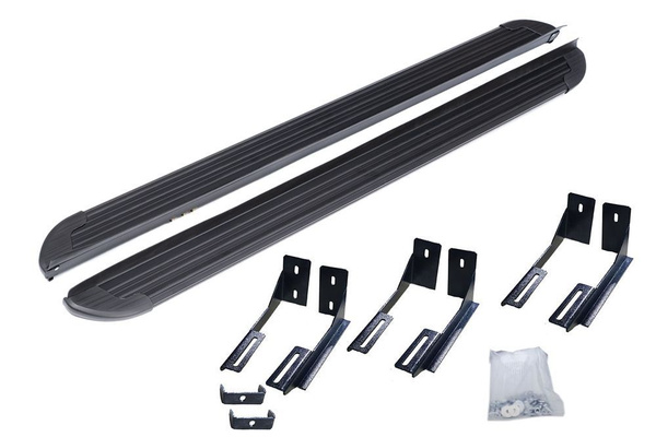 Пороги подножки алюминиевые в полоску для Hover H3 (Ховер н3) с ...