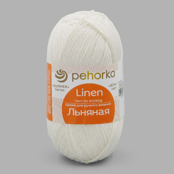 Пряжа для вязания Пехорка Льняная, 100 г, 330 м, 5 шт/упак, 166 суровый ...