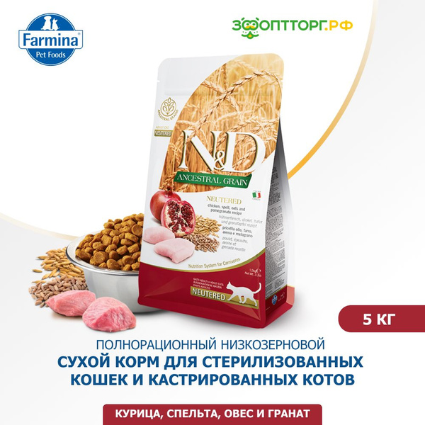 Сухой корм Farmina N&D Low Grain Cat Chicken&Pomegranate Neutered для ...