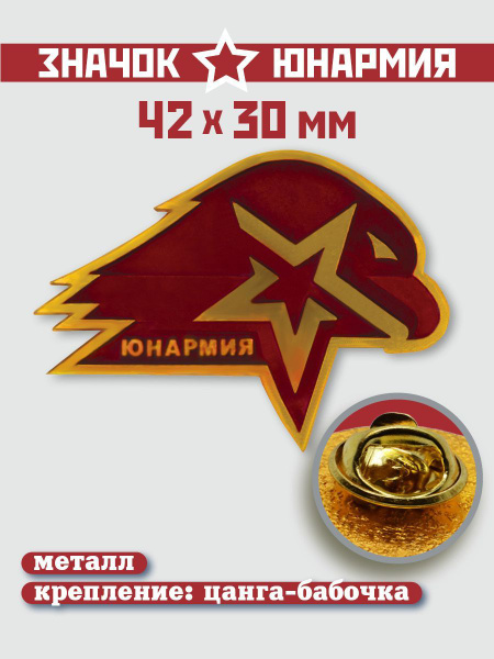 Значок латунный Юнармия на цанге-бабочке, средний - купить с доставкой ...