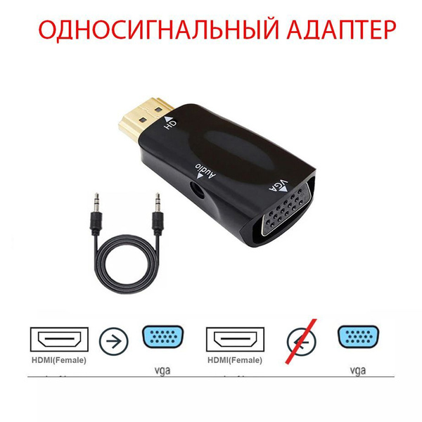Конвертер-переходник HDMI-VGA (HDTV-M/VGA-F) / адаптер с AUX кабелем ...