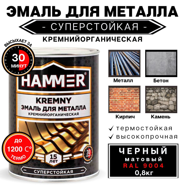 Эмаль по металлу КО HAMMER Kremny кремнийорганическая, термостойкая,для ...