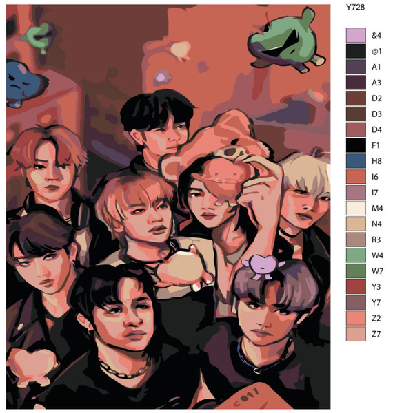 Картина по номерам Y728StrayKids "K-pop группа - Stray Kids (Стрей Кидс ...