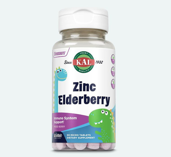 KAL, Комплекс витаминов, Бузина + цинк Zinc Elderberry ActivMelt 90 ...