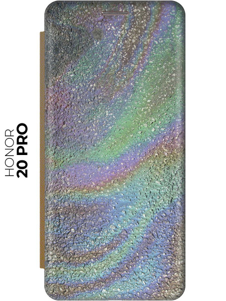 Чехол-книжка Бензиновый рисунок на Honor 20 Pro / Хонор 20 Про золотой ...