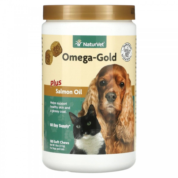 NaturVet, Omega-Gold незаменимые жирные кислоты и лососевый жир, для ...