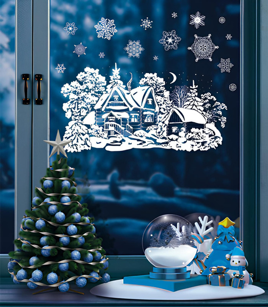 Новогодние наклейки на окна Ozon