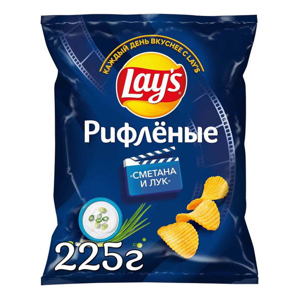 Чипсы картофельные Lay's рифленые сметана-лук 225 г - купить с ...