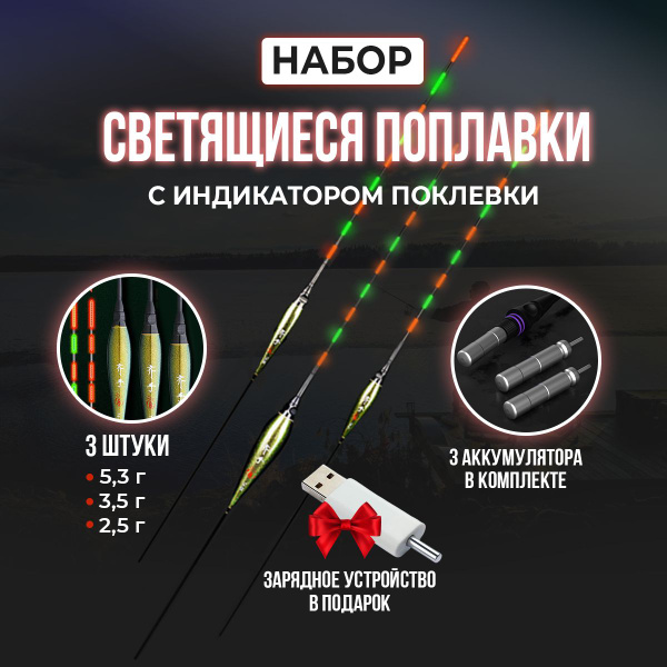 Умный светящийся поплавок для рыбалки набор 3шт купить на OZON по ...