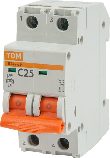 Купить Автоматический выключатель TDM Electric ВА47-29 2P C25 А 4.5 кА ...
