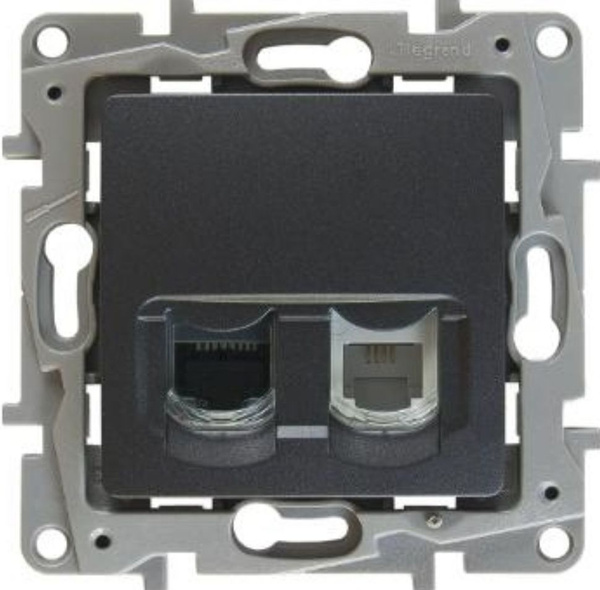 Legrand Etika Антрацит Розетка тел.+ комп. (RJ11+RJ45) 5 кат. UTP ...