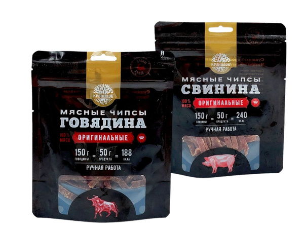 Мясные Чипсы "Оригинальные" из Говядины, из Свинины 2уп*50г. КРОНИДОВ ...