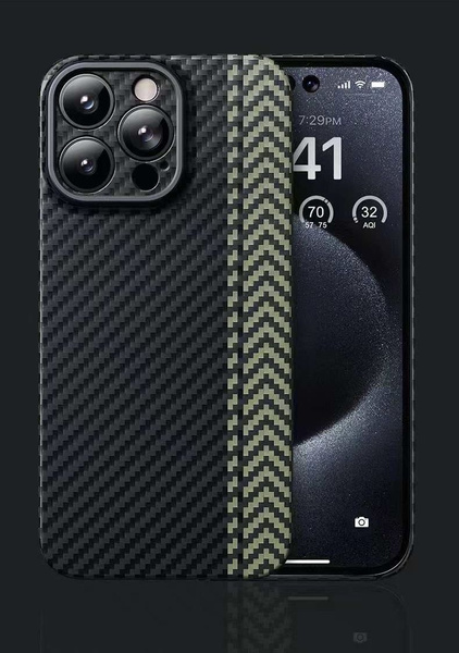 Чехол MeMumi Kevlar Duble для iPhone 15 Pro черный/зеленый - купить с ...