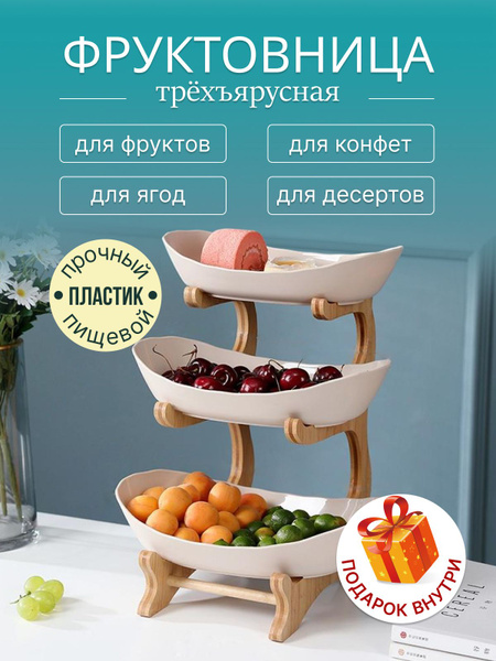 Фруктовница ярусная этажерка деревянная - купить с доставкой по ...