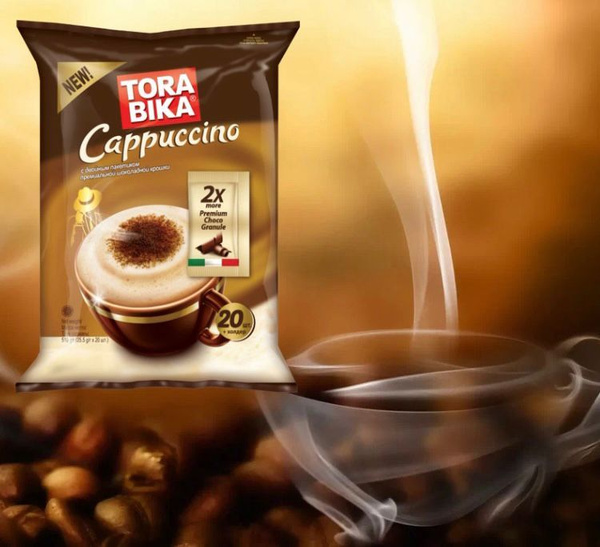 Кофе по 2шт, Torabika Cappuccino 3 в1 с пакетиком шоколадной крошки ...