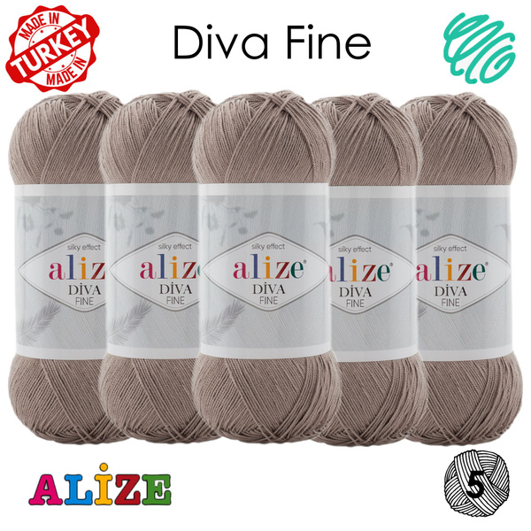 Пряжа Diva Fine, Ализе Дива Файн , состав: 100% микрофибра, метраж ...