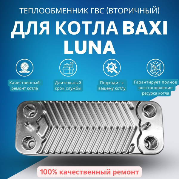 Запчасти и аксессуары для котлов Моё тепло Теплообменник ГВС (вторичный ...