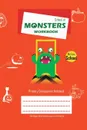 School of Monsters Workbook, A5 Size, Wide Ruled, White Paper, Primary Composition Notebook, 102 Sheets (Orange) - Brighter Kid Books