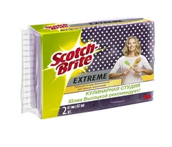 Губка Scotch-BriteExtreme прекрасно справляется с тяжелыми загрязнениями на грубых поверхностях, таких как: посуда, кастрюли, казаны, сковороды,  ...