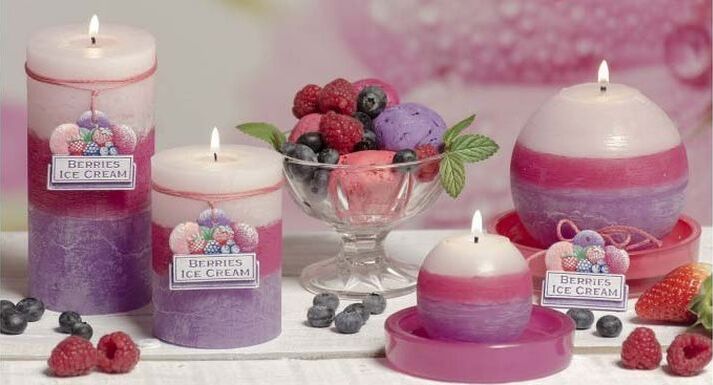 фото Свеча Bartek Berries Ice Cream, разноцветный, диаметр 10 см