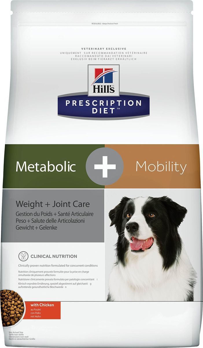 фото Корм сухой диетический Hill's Prescription Diet Metabolic + Mobility Weight + Joint Care для собак с ожирением и при заболевании суставов, с курицей, 12 кг