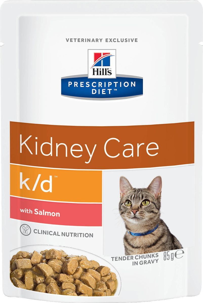 фото Корм влажный Hill's Prescription Diet k/d Kidney Care для кошек для поддержания здоровья почек, с лососем, 12 шт по 85 г