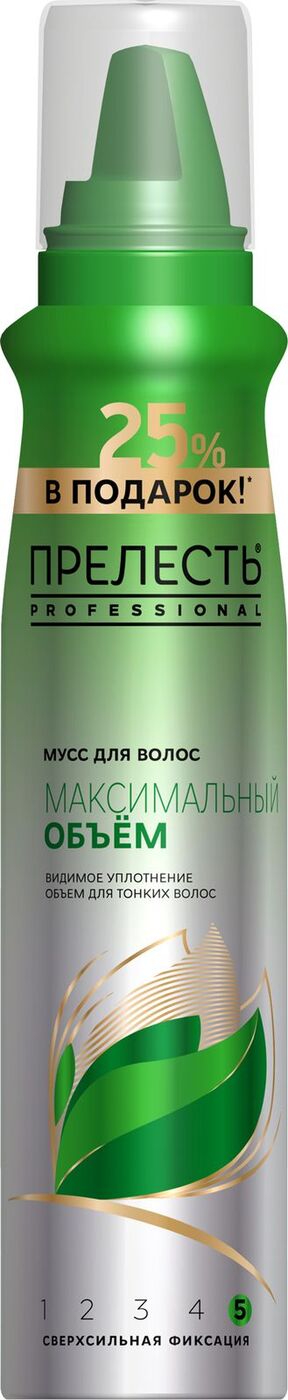 фото Мусс для укладки волос Прелесть Professional "Максимальный объем", сверхсильной фиксации, 200 мл