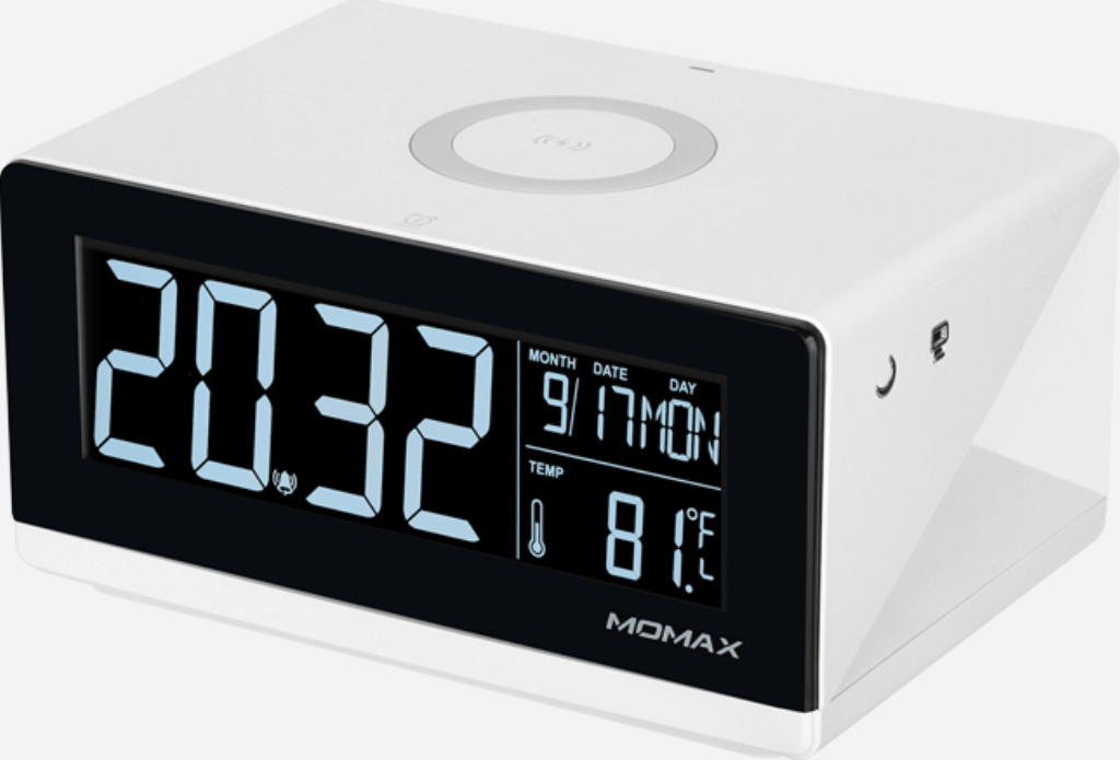 Часы с беспроводной зарядкой. Momax q.Clock 2 Digital Clock. Настольные часы qc24. Часы электронные настольные с зарядкой. Настольные часы с беспроводной зарядкой.