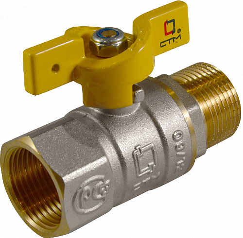 Кран шаровый для газа CTM ГАЗ 1\" гайка-штуцер, бабочка - купить в ...