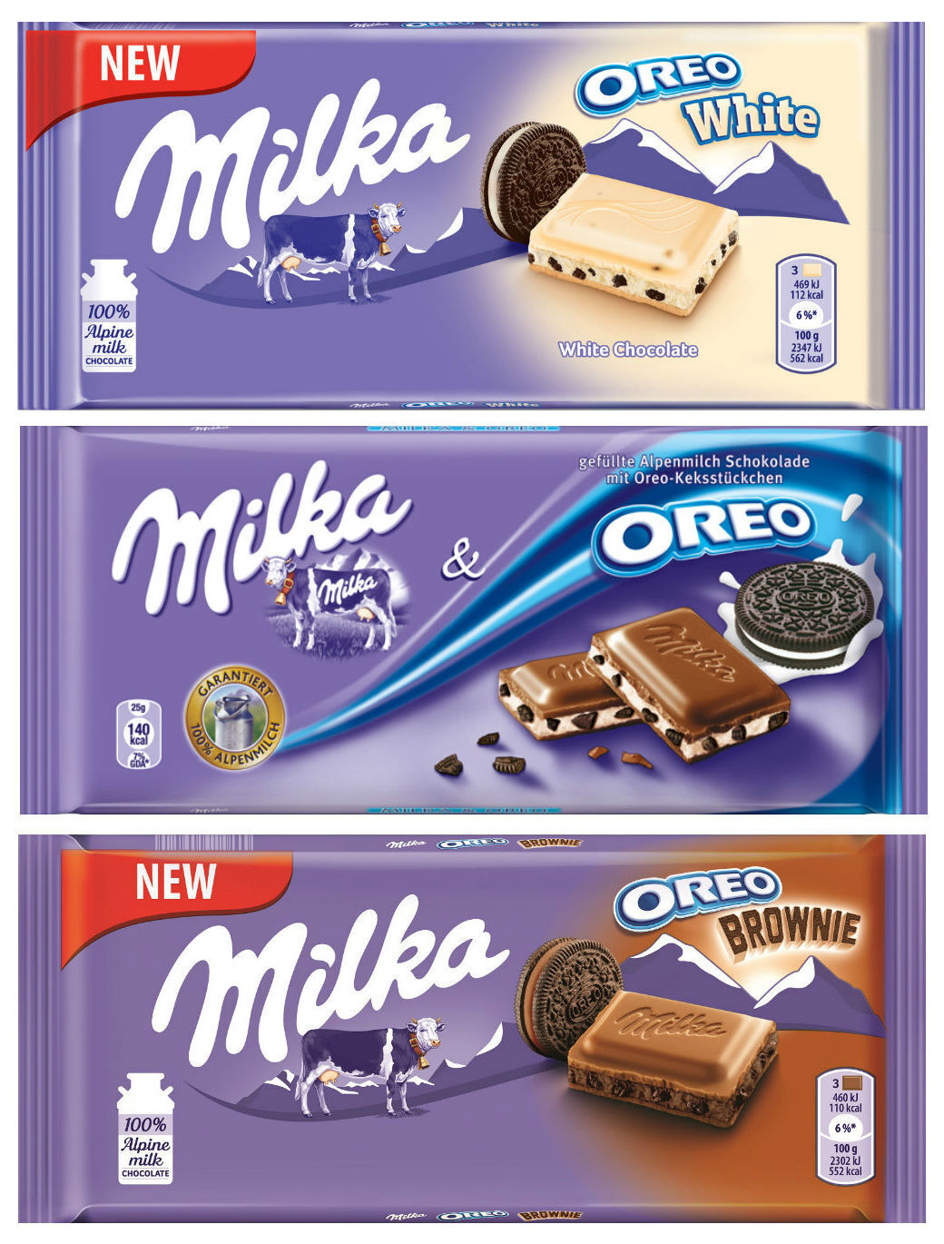 Шоколад Milka Oreo White + Oreo + Oreo Brownie (3 шт) — купить в ...